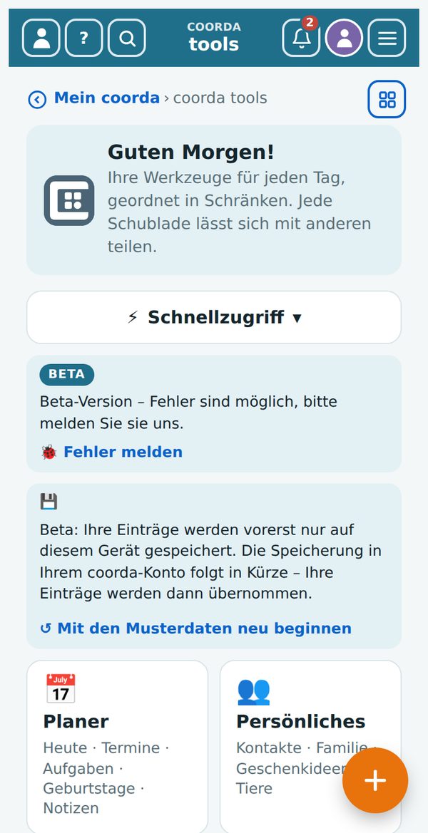 Die Übersicht mit den Schränken