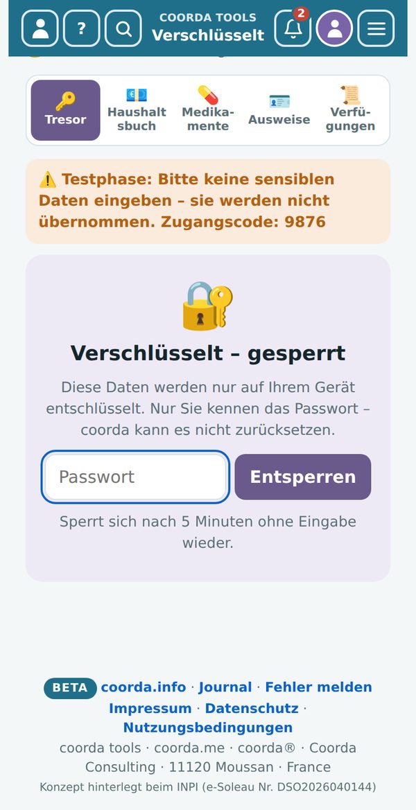 Der verschlüsselte Schrank – gesperrt