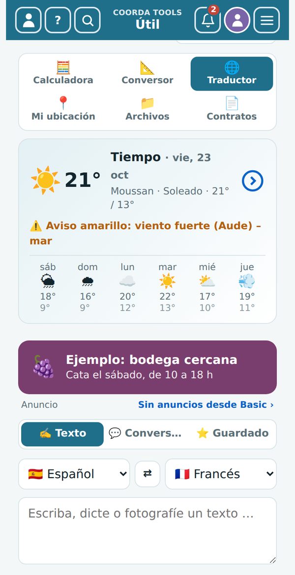 Útil › Traductor, encima el mosaico del tiempo