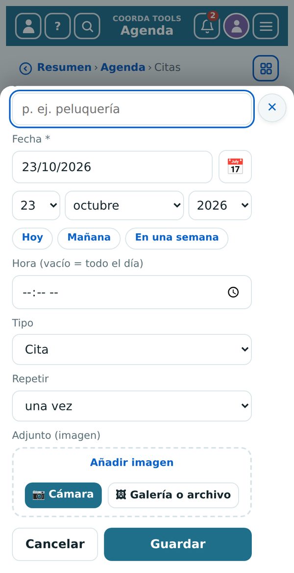 Introducir fechas