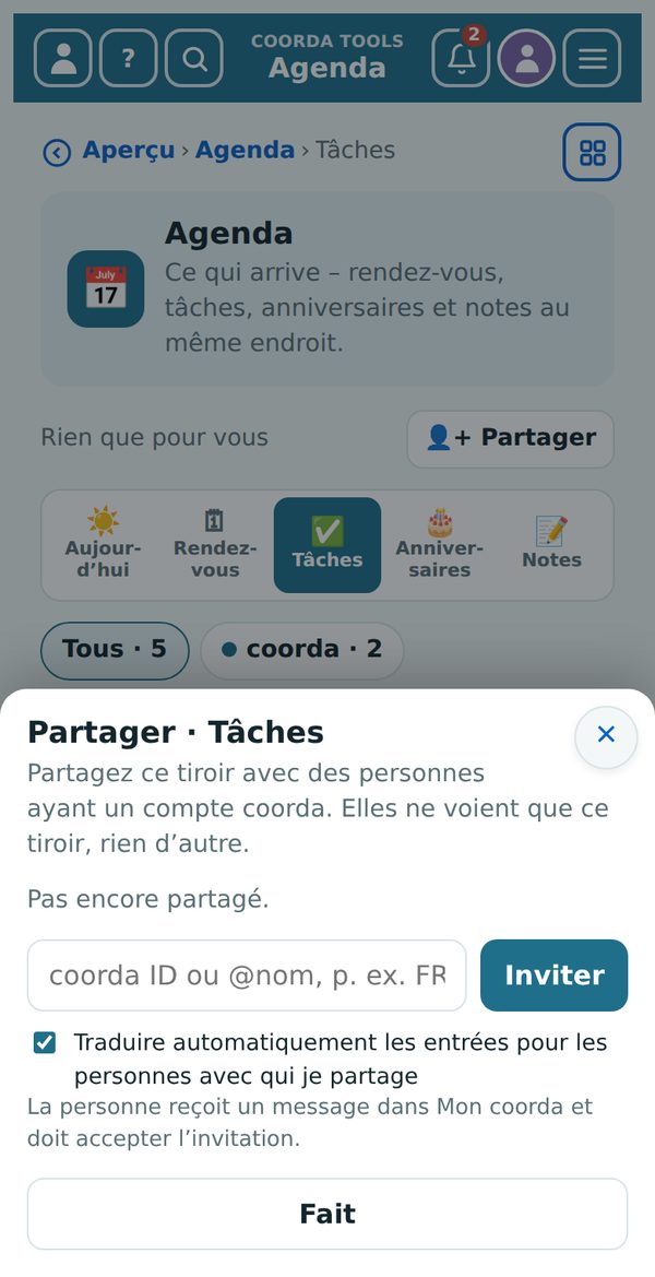 Partager un tiroir