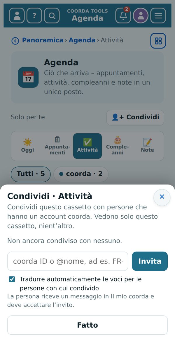 Condividere un cassetto
