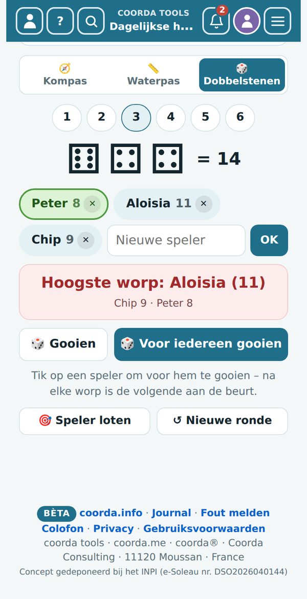 Dagelijkse hulpjes › Kompas & meer › Dobbelstenen met spelers
