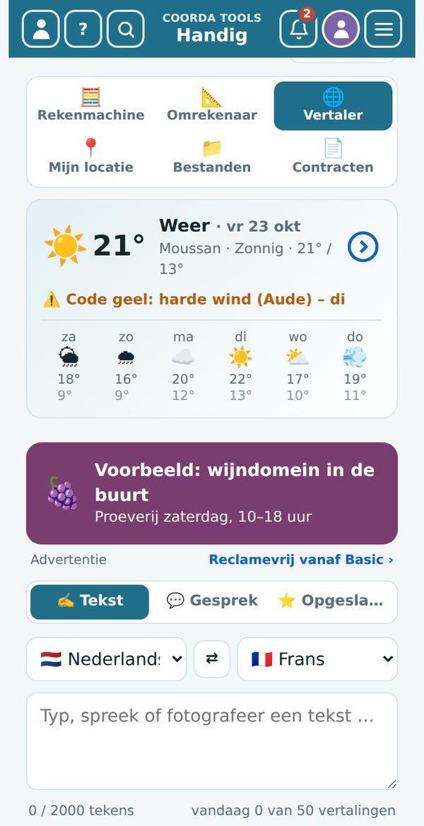 Handig › Vertaler, daarboven de weertegel
