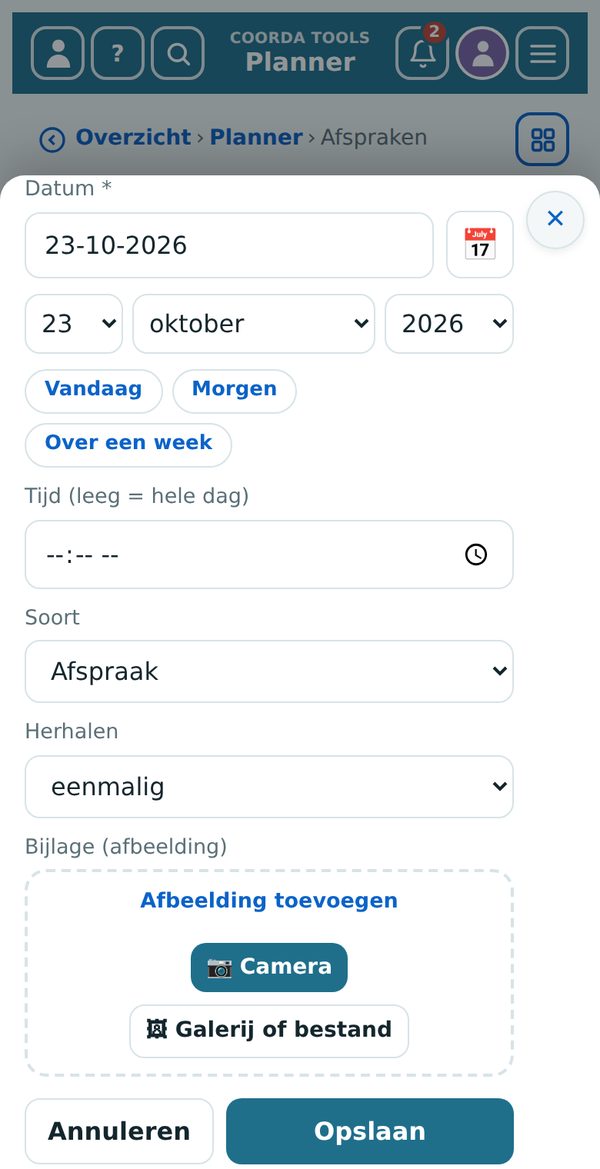 Datums invoeren